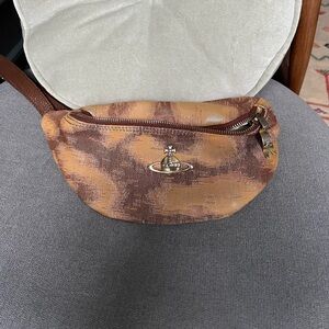 Vivienne Westwood Abstract Print Brown and Tan Crossbody Bum Bag